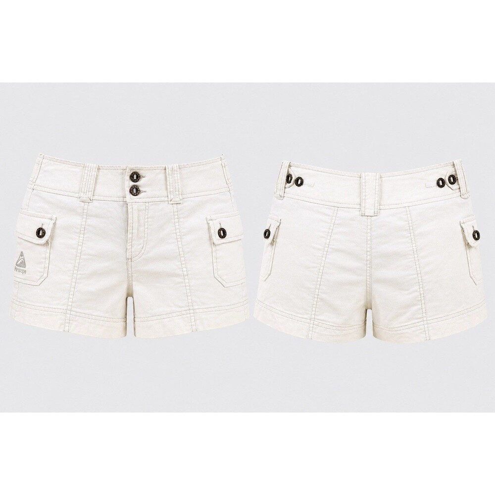 Vintage Y2K Low Rise Micro Mini Shorts Embroidered Cargo Pocket LEI Preppy